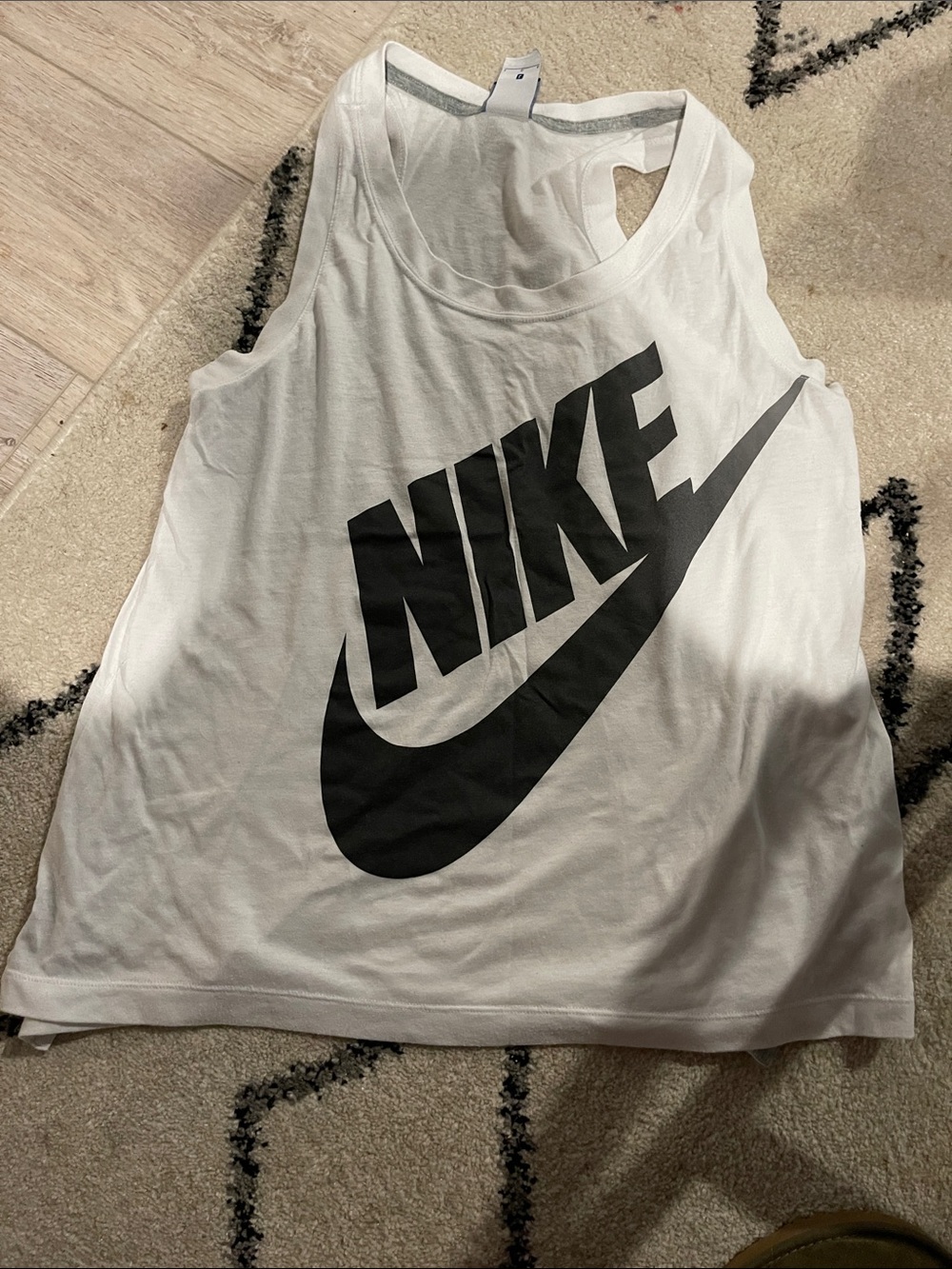 Nike White & Black Graphic Tank